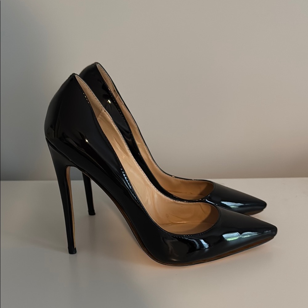 FSJ Black Patent Leather Heels